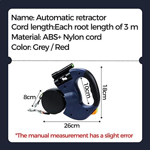 Dual Headed Pet Leashes with Flashlight Garbage Bag Box Automatic