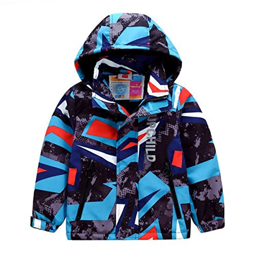 FULUOYIN Jacke Jungen mit Kapuze Streifen Design Übergangsjacke Windjacke Softshelljacken Wanderjacke Wasserdichte Gefütterte Cover