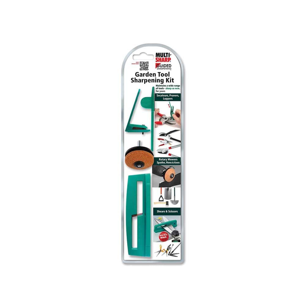 Multi-Sharp 1801 Kit d'affûtage d'outils de jardin multi-usages pour tondeuses, sécateurs, élagueurs, cisailles, ciseaux et haches