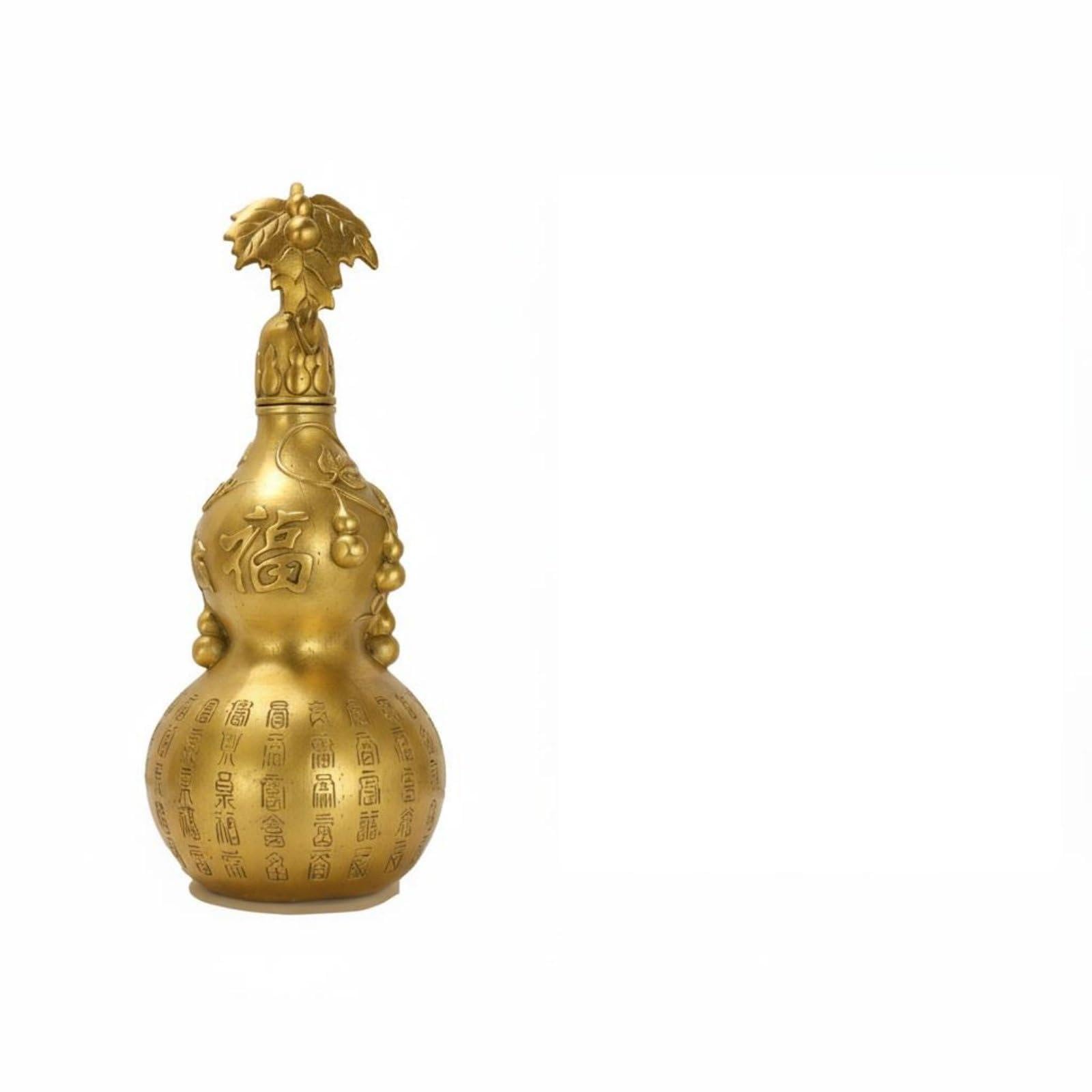 PEXORVA® Brass Gourd Decoration Removable Lid Chinese Blessing Gourd Feng Shui Decor Good Luck Token Decorative Container Housewarming, 23CM, a Style|Home & Kitchen | Home Improvement-image-45