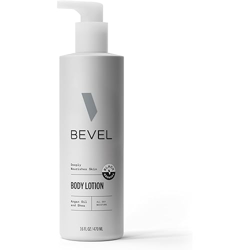 Bevel All Day Body Lotion for Men with Shea Butter and Argan Oil, Lightweight Formula Softens and Smoothes Skin, 16 Oz (Packaging May Vary)