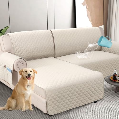 H.VERSAILTEX 100% Waterproof Couch Covers for Sectional Sofa 2-Piece Couch Covers Sectional Couch Cover L Shaped for Dogs Non Slip (Left Chaise Lounge Cover + 2 Seat Sofa Cover, Coconut Milk) -  PART-HVXKQFS2PL-L2R-IVORY