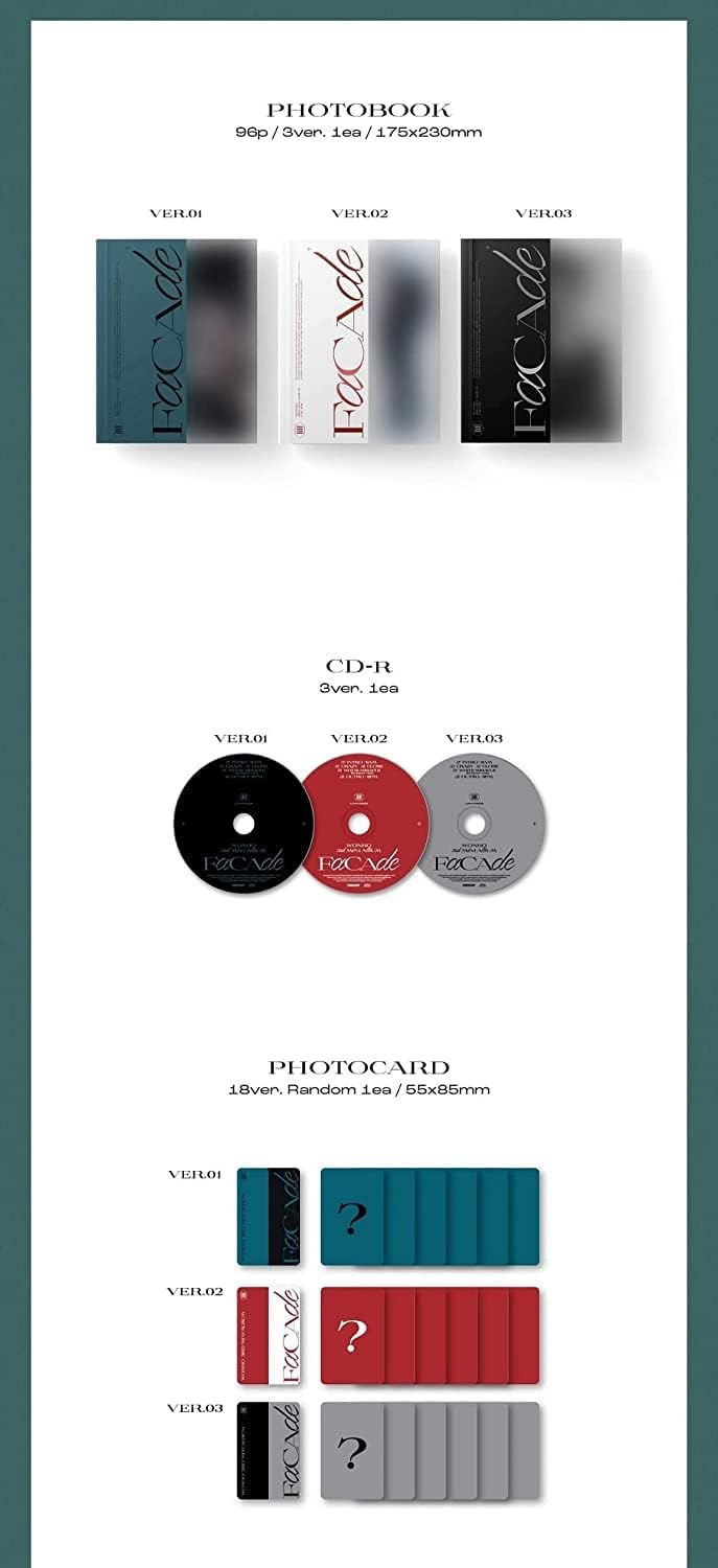 Monsta X Wonho FACADE 3rd Mini Album Random Version CD+96p PhotoBook+1p PhotoCard+1ea Bookmark+1p Folding Poster On Pack+Tracking Sealed