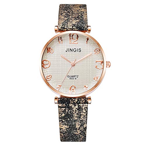 Jingis Montre rétro en cuir pour femme, Noir , taille unique Cover