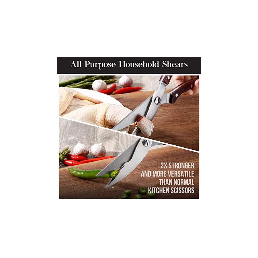 Master-Maison-15-Piece-Premium-Kitchen-Knife-Set-With-Block-German-Stainless-Steel-Knives-With-Knife-Sharpener-6-Steak-Knives-Walnut Master Maison 15-Piece Kitchen Knife Set with Block - Knife Set - Stainless Steel Knives with Knife Sharpener and 6 Steak Knives (Walnut)