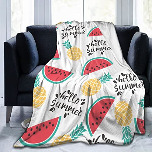 IUBBKI Überwurfdecke, Wassermelonen-Kiefernmuster, Tagesdecke, leichte Decke, bequeme Couchdecke, für Couch, Bett, Kinder