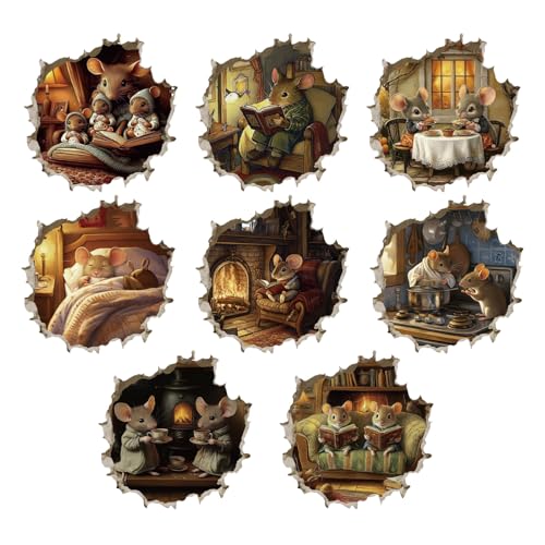 Vinilo decorativo 3D ratón lector removible para pared miniatura 1