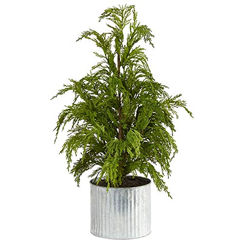 Nearly Natural 20in. Cedar Pine Natural Look Artificial Tree in Decorative Planter