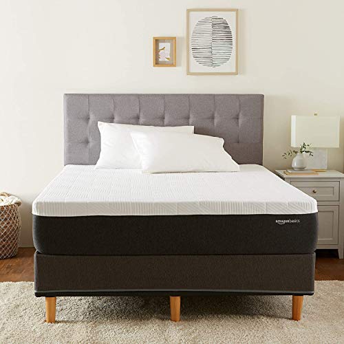 Image of Amazon Basics Cooling Gel-Infused Memory Foam Mattress, Firm, Breathable, Full Size, CertiPUR-US Certified, 75 x 54 x 12 inches, White /Gray