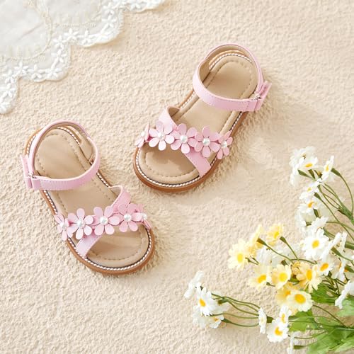 Image of Otter MOMO Girls Open Toe Princess Flat Sandals with Comfort Sole Summer Sandals