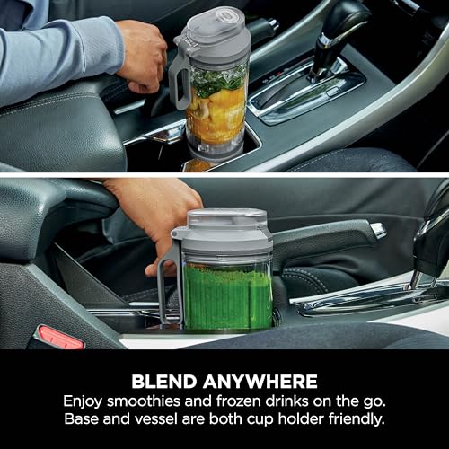 Ninja Blast Max Portable Blender, 570ml, Rechargeable Battery, Blending Cup & Leak-proof Lid, 3x Blend Functions, Makes Smoothies, Protein Shakes, Blends Ice & Frozen Fruit, Silver BC251EUSL