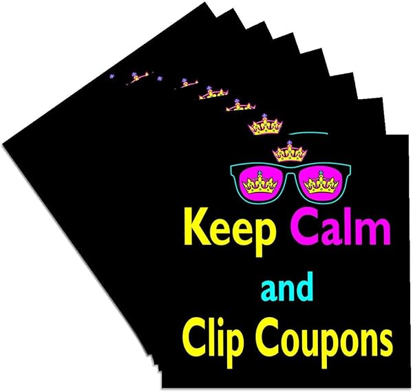 3dRose CMYK Keep Calm Parody Hipster Crown and Sunglasses Keep Calm and Clip Coupons Set of 4 Coasters - Cork - 4