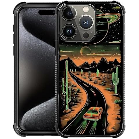 CARLOCA for iPhone 16 Pro Case,Alien Orange Desert Road Pattern Ultra Protection Shockproof Soft Silicone TPU Non Slip Back for iPhone 16 Pro Cover
