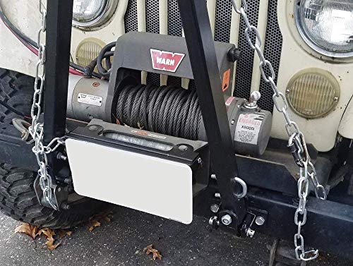iJDMTOY Set of Black Powder Coated Flip-Up Winch Roller Fairlead Hinge License Plate Holder Compatible with Jeep Truck SUV 4x4, etc - Thumbnail 5