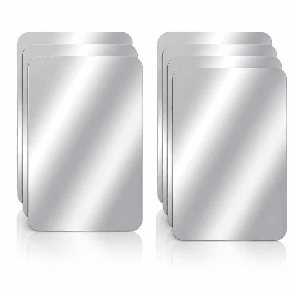 Agvdg 8Pcs 10x15cm Round Corner Self Adhesive Shatterproof Acrylic Mirror