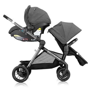Evenflo Pivot Xpand Modular Travel System with LiteMax Infant Car Seat with Anti-Rebound Bar (Sabino Gray) | 23 Modes of Use, Rear-Facing Lightweight Car Seat for Infants 3-30 lbs, Converts to Double Stroller (Coal Black)
