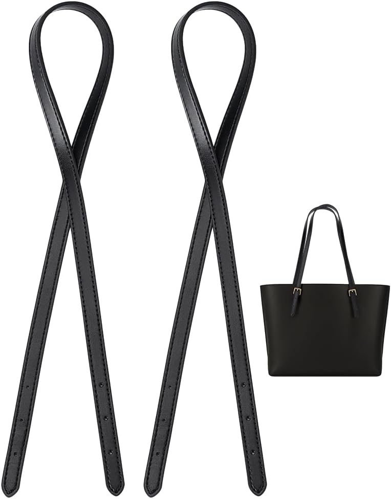 PH PandaHall 2pcs Cowhide Leather Tote Bag Strap Replacement 31.9 inch Leather Purse Handles, Black Adjustable Handbag Strap Replacement for Purse Tote Bags Shoulder Bags Making