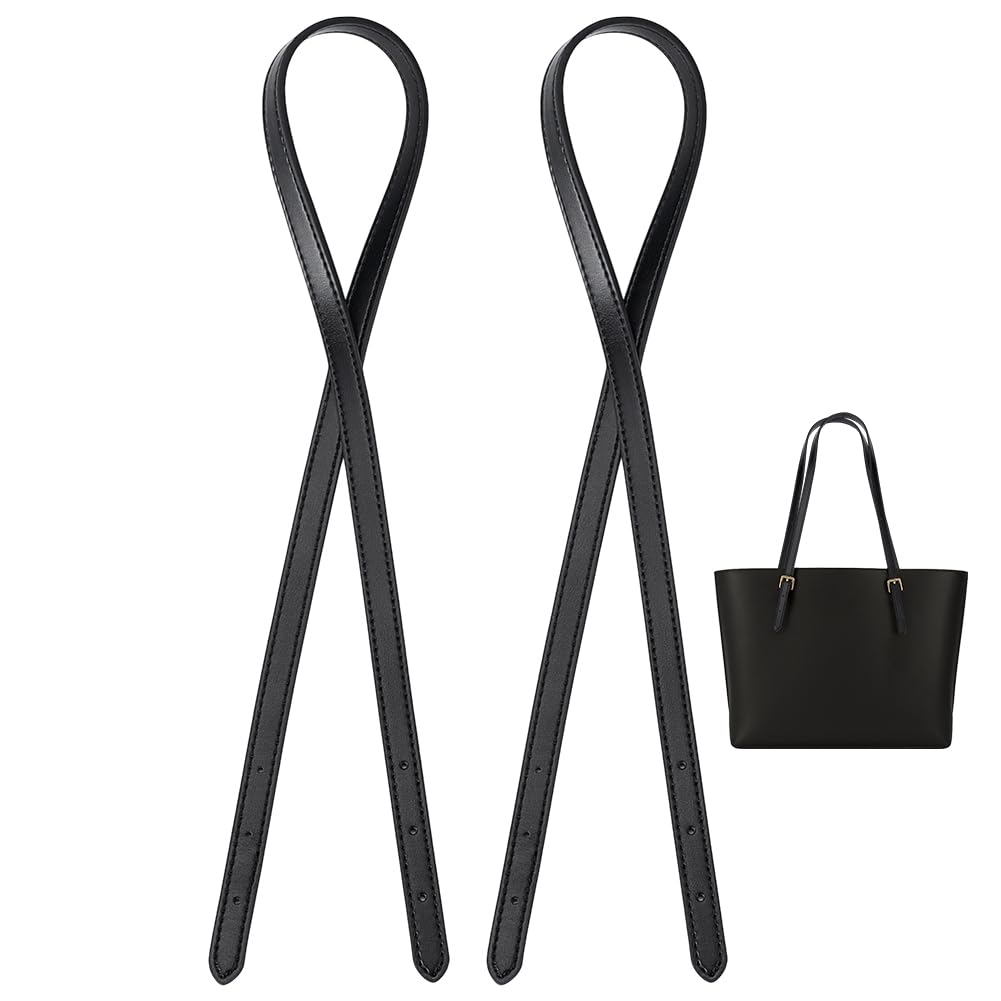 PH PandaHall 2pcs Cowhide Leather Tote Bag Strap Replacement 31.9 inch Leather Purse Handles, Black Adjustable Handbag Strap Replacement for Purse Tote Bags Shoulder Bags Making