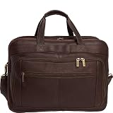 Le Donne Leather Oversized Laptop Briefcase With Dual Handles, 17.25” x 13” x 8”, Cafe