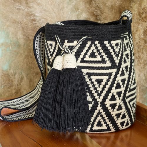 Generic Original WAYUU mochila bag for women, authentic crochet pattern Handmade boho crossbody, Fairtrade Gifts from Colombia, Design 27 - Medium3