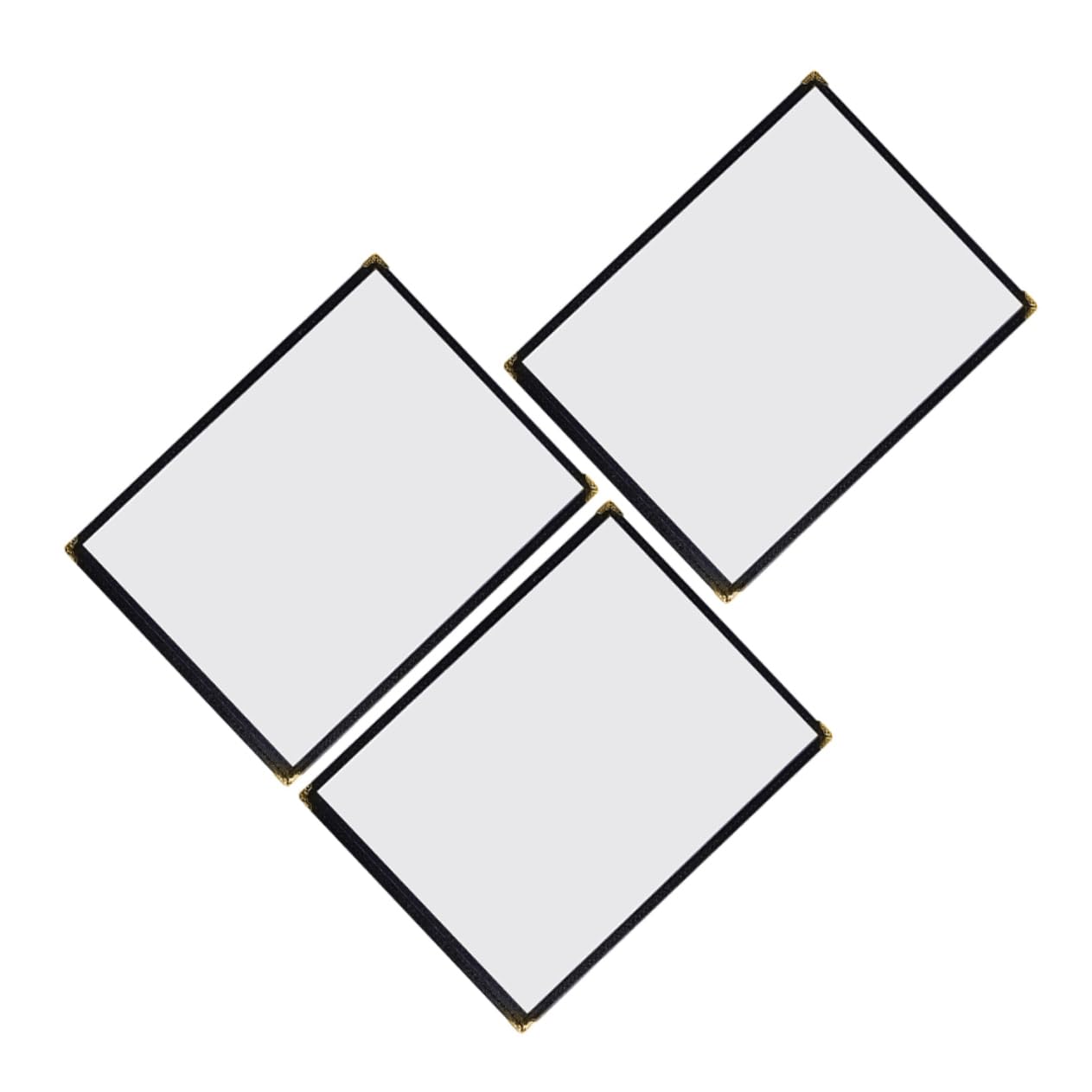 SOLUSTRE 3pcs Menu Holder PVC Recipe Book Cover Restaurant Menu Board A4 Leatherette Trim Easy Clean