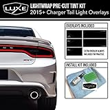 Luxe Auto Concepts 2015-20 Dodge Charger Tail Light Tint Kit | Exact Cut Dark Smoke Vinyl Overlays for '15-'20 Dodge Charger Taillight | Tinted Dry Application Luxe LightWrap Film
