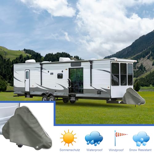 Deichselabdeckung Wohnwagen Groß 130x75cm Deichselhaube mit Elastischer Kordelhaken Universal Wasserdicht Abdeckung Anhängerdeichsel XXXL Deichselschutzhülle Grau für Wohnwagen PKW