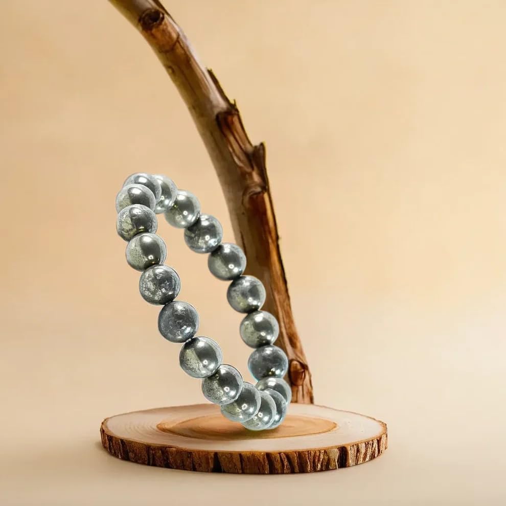 Image of Natural Pyrite Bracelet for Men & Women | Certified 8mm-10mm Beads | Prosperity Energy, Confidence & Protection | by Acharya Lavbhushan Ji