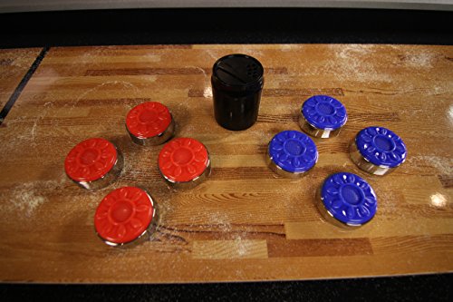 Image of Atomic 9' LED Shuffleboard Tables with Poly-Coated Playing Surface for Smooth, Fast Puck Action and Pedestal Legs with Levelers for Optimum Stability and Level Play