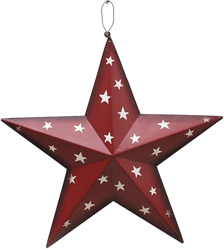Decoración patriótica de pared de estrella de granero de metal, 12 pulgadas, bandera de Estados Unidos, adorno de estrellas de metal para interiores