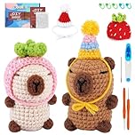 Capybara Crochet Kit for Beginners, 2 Packs Crochet Animal Kit for Adults Kids, Crochet Starter Kit with Step-by-Step Video Tutorials, Crocheting Kit, Beginners Crochet Kit, Animal Knitting Set
