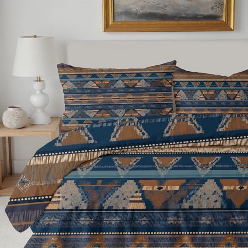 Housse de couette aztèque 140x200 anti-plis en microfibre douce avec fermeture éclair rapide