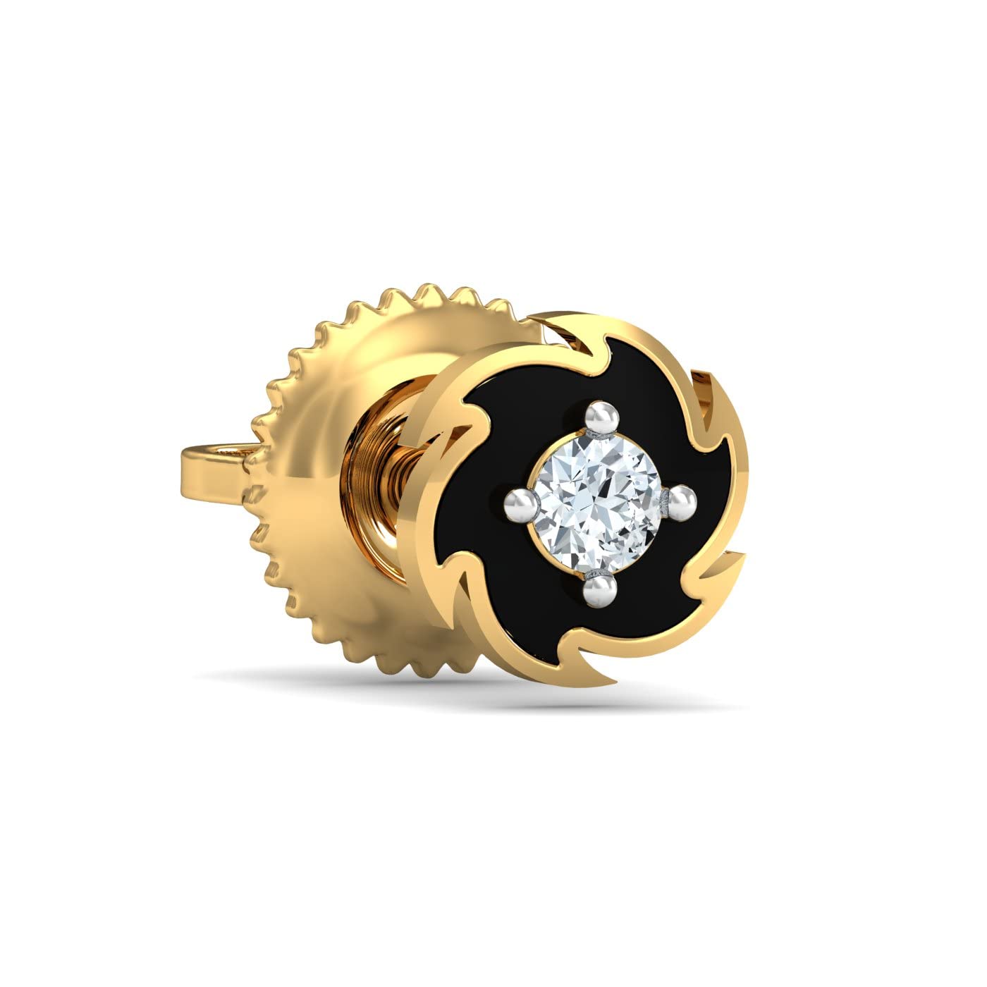 18K Gold and Diamondspinning Disc Men's Gold Stud-image-23