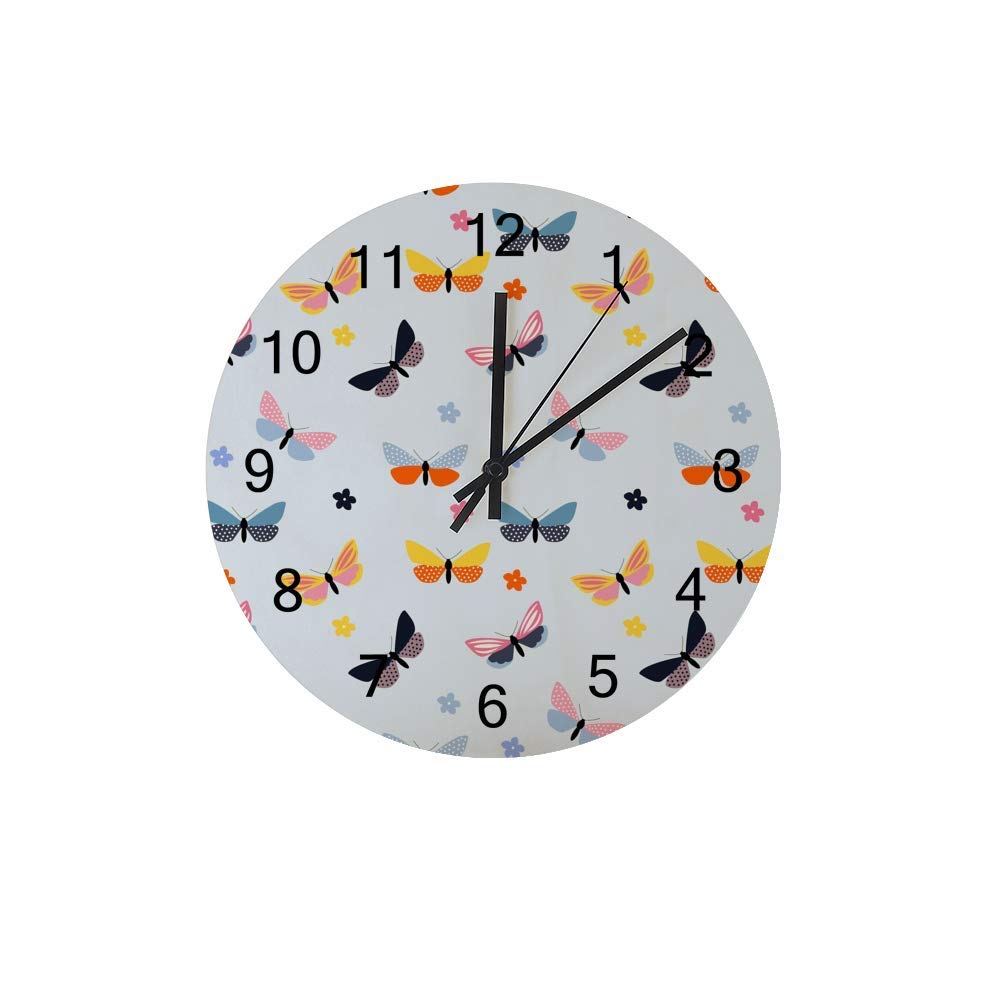 Horloge murale bleue papillon pour cuisine et chambre à coucher zen