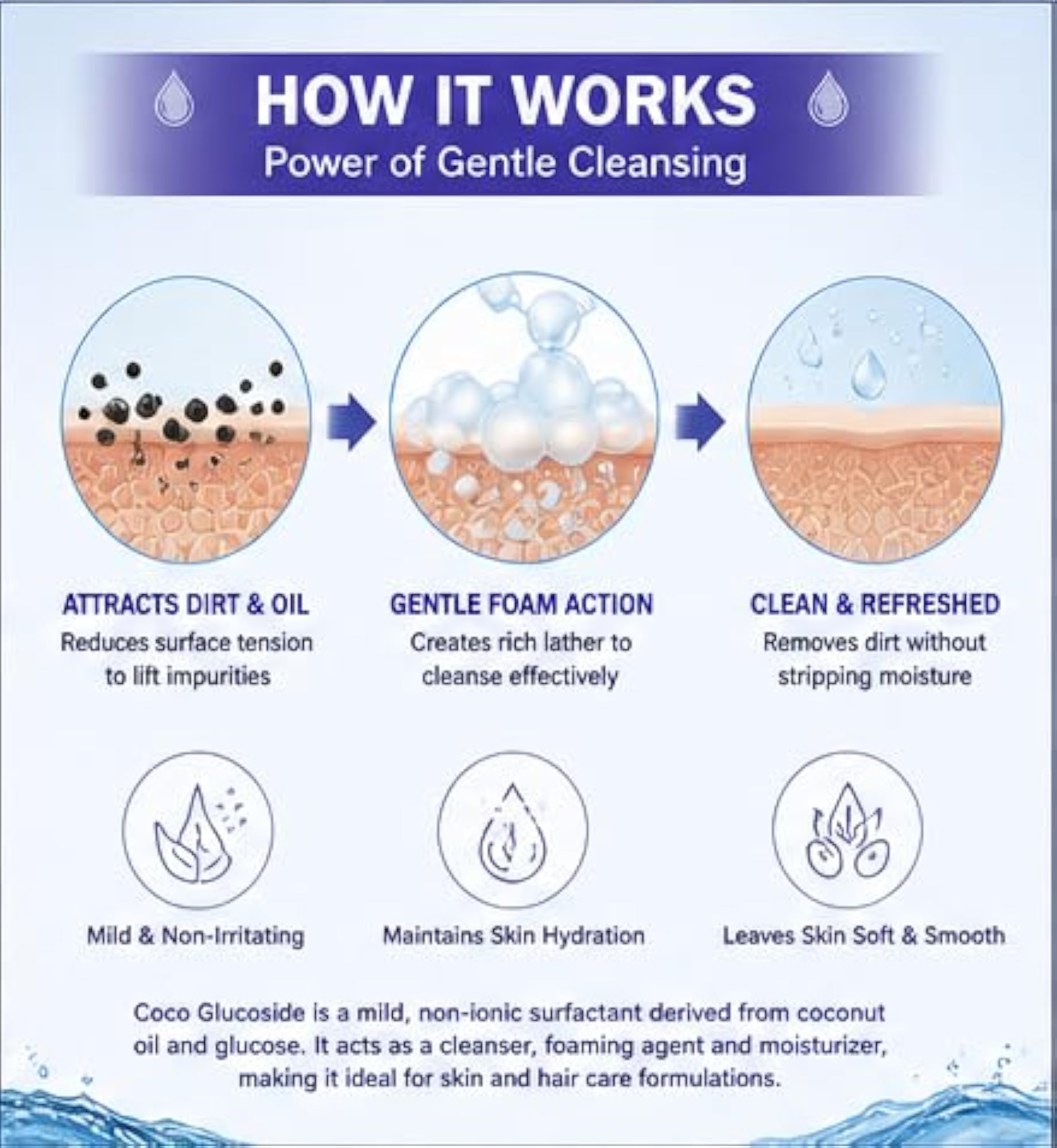 Coco Glucoside Plant-Based Cleansing Agent, Cosmetic Grade