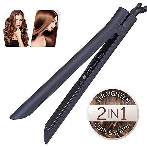 ADEKKPK Hair Straighteners,2 in 1 Hair Straightener and Hair Curler Ceramic Cylindrical Flat Iron,Five-Speed Adjustable Temperature Control,Dual Voltage, Suitable for All Hair Types,Black