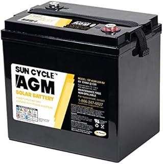 GP-AGM-224-6V 224 Amp, 6 Volt AGM Deep Cycle Rechargeable Replacement Battery for PV Solar and Inverters