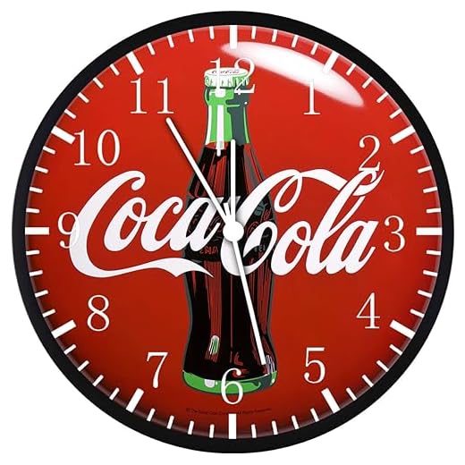 Large 12" Cola Wall Clock Clear Glass Face Silent Non-Ticking Nice for Gift or Décor G157