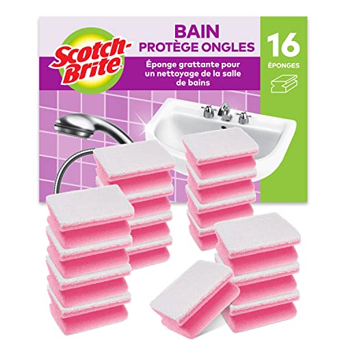 Scotch-Brite Bath, Éponge grattante pour salle de bains, 16 par lot - Pour le nettoyage des surfaces délicates comme le verre, le chrome et la céramique,...