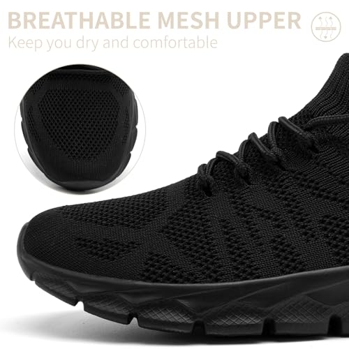 Mens Running Shoes Tennis Walking Lightweight Athletic Workout Gym Shoes Breathable Fashion Sneakers All_Black 10.52