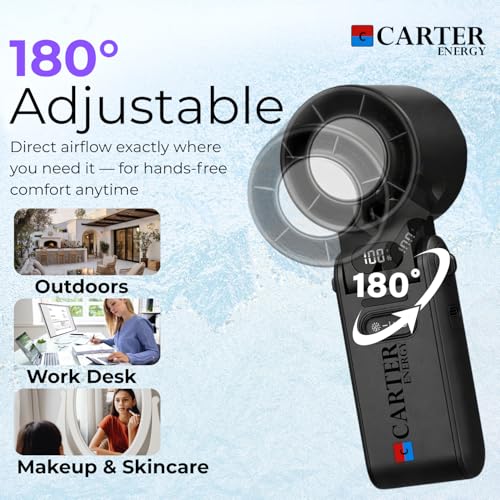 Image of Portable Handheld Turbo Fan High Speed 3600 mAh Rechargeable Mini Personal Hand Fan Blow Cold Air, Battery Operated Travel Essentials, Beach Vacation, Gifts for Women, Men (Black)