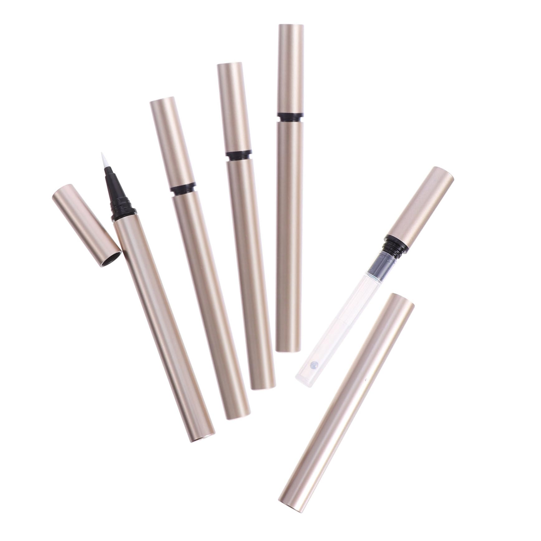 5 Stück Nachfüllbare Eyeliner Tube 1ml Kunststoff Gold Leerer Eyelinerbehälter zum Aufbewahren von Flüssigem Eyeliner für Kosmetiksalons und Märkte