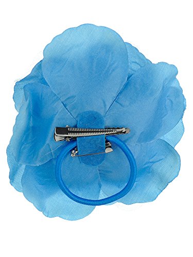 Image of Women's Multifunction Rose Flower Sheer Petal Brooch Pin Hair Tie Clip