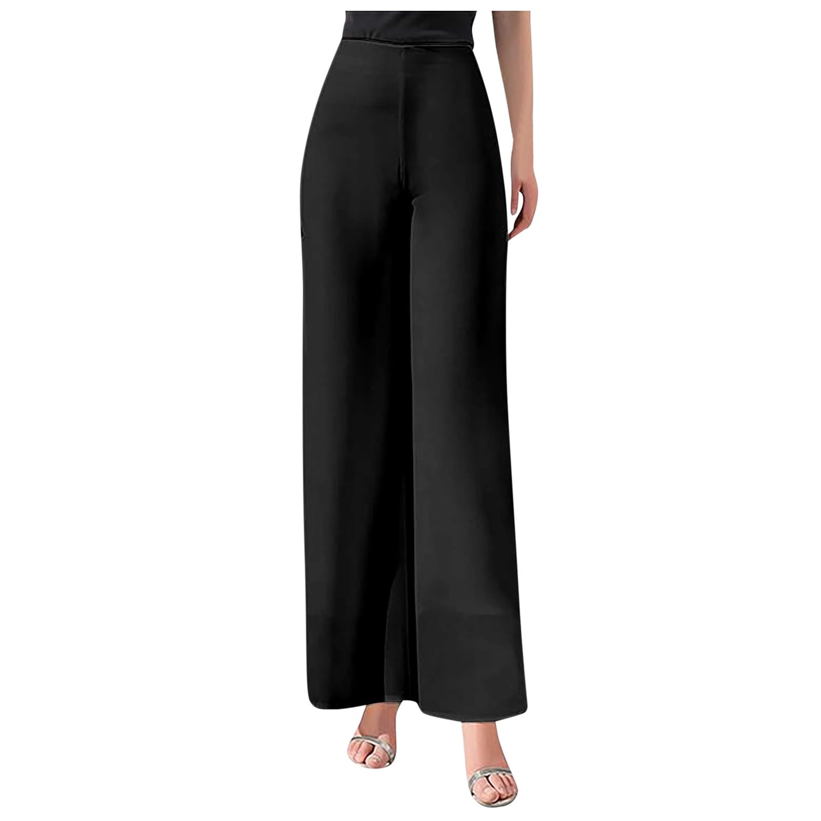 Pantalones de traje para mujer con cintura alta elástica de gasa 7