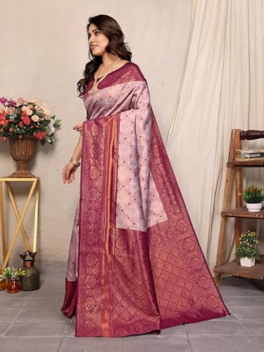 Image of Women's Kanjivaram Soft Silk Banarasi Saree With Blouse Piece | Banarasi Sari For Women | Saree with Blouse piece