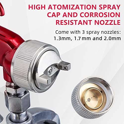 Carbole CB-10913016 Suction Paint Sprayer Gun - 1000Cc Capacity Cup With 1.3Mm 1.7Mm 2.0Mm Nozzles Professional Air Spray System thumb #5