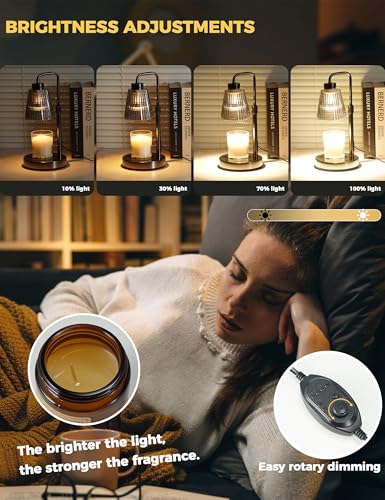 Image of Silver Gray Candle Warmer Lamp with 24h Cycle Timer, Dimmable Wax Warmer