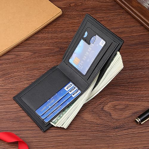 Image of Slim Wallet for Men with Coin Purse, Minimalist Wallet with Zipper, Bifold Mens Wallets with Credit Card Holder, PU Leather Men's Wallet with Money Clip, Carteras Para Hombres (Black E)