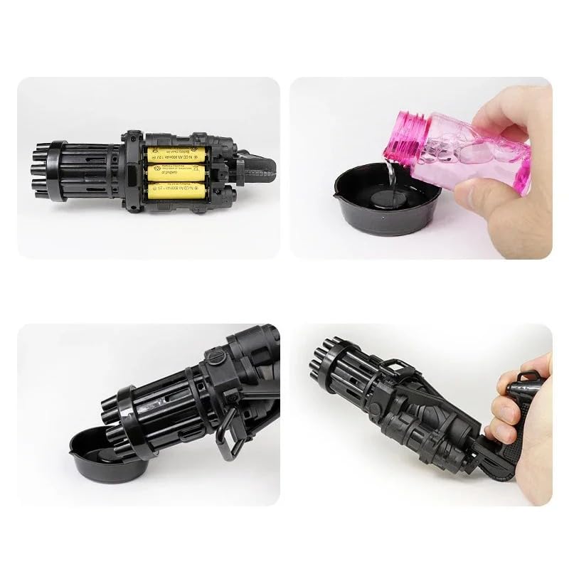 Image of SSKR 8 Hole Electric Gatling Bubble Gun with Soap Solution for Girls and Boys | Toddlers Bubble Launcher Machine | Portable Handheld Blaster Toy.