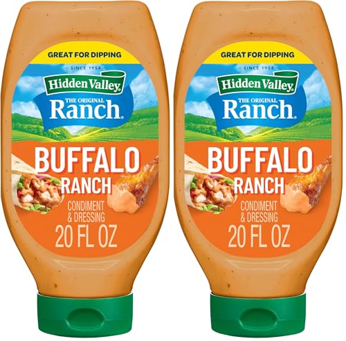 Image of Hidden Valley Buffalo Ranch Condiment and Dressing, Easy Squeeze Bottle, 20 Fluid Ounces (Package May Vary) (Pack of 2)